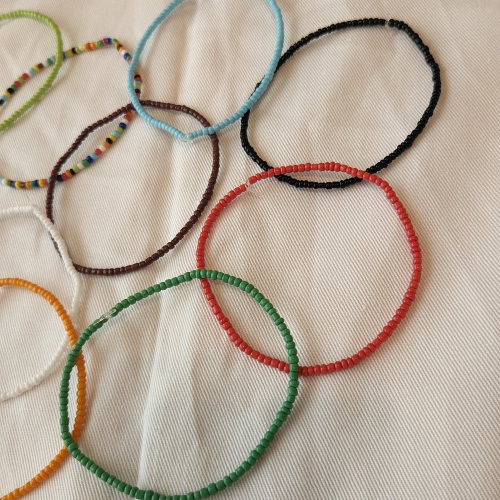 Handmade Seed Bead Bracelet Stack of 11 - Picture 6 of 6